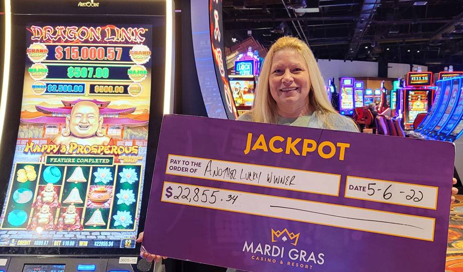 Jackpot winner, Kristie, won $22,856 at Mardi Gras Casino & Resort
