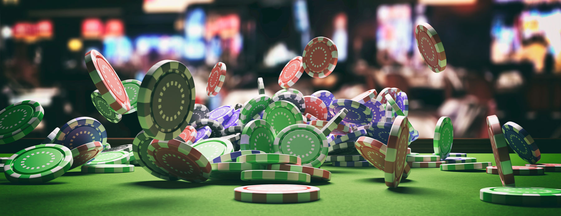 Poker - Stack of poker chips falling