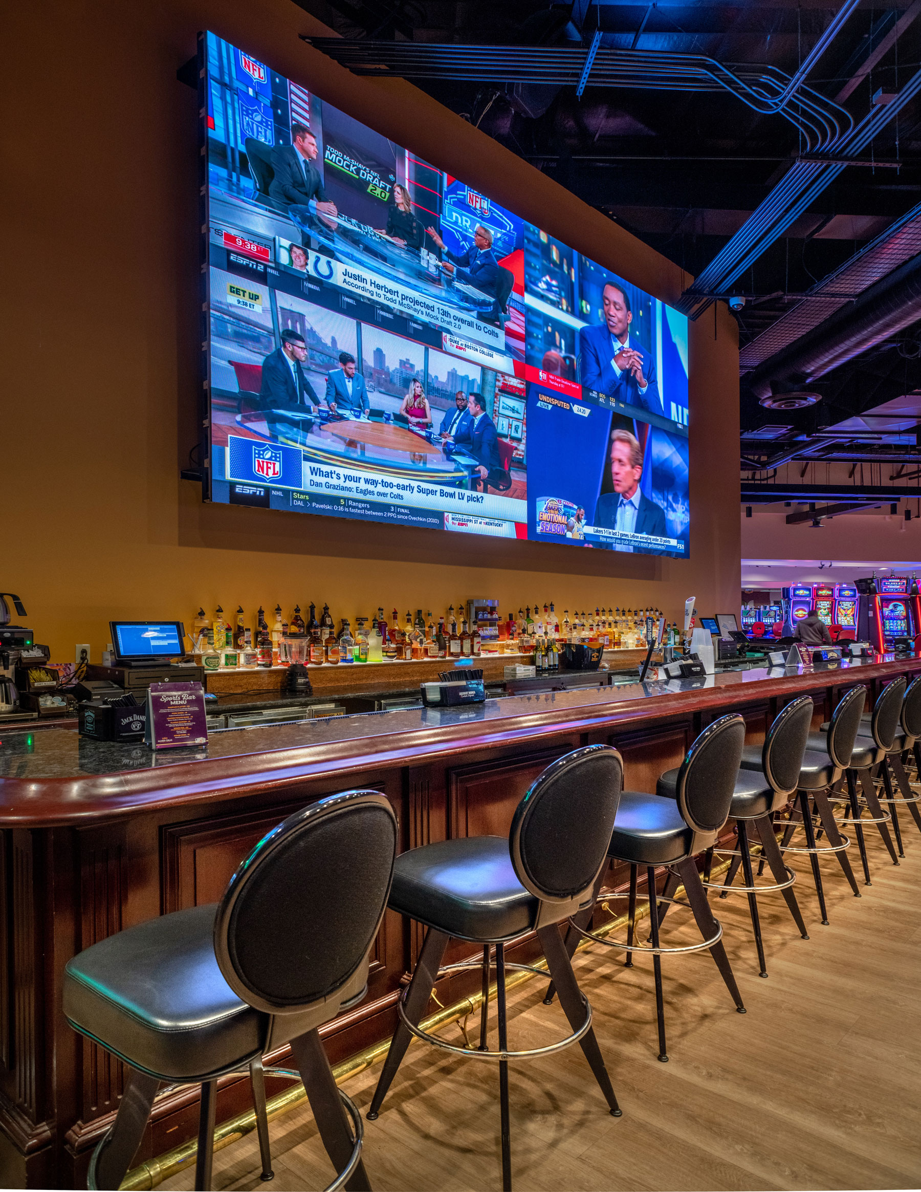 Sports Bar - Bar area with view of large screen tv