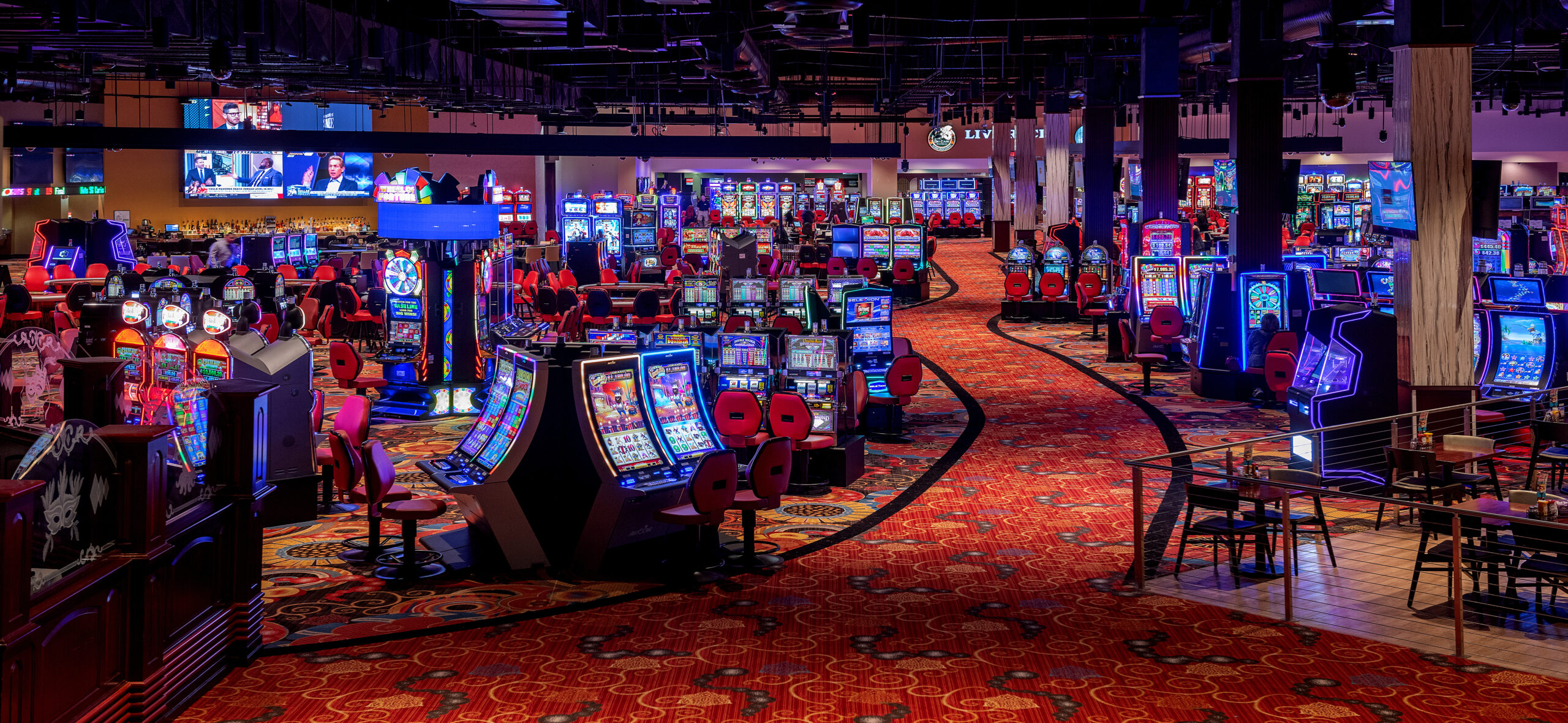 Casino - View of casino gaming floor. Revealing the many slot machines available