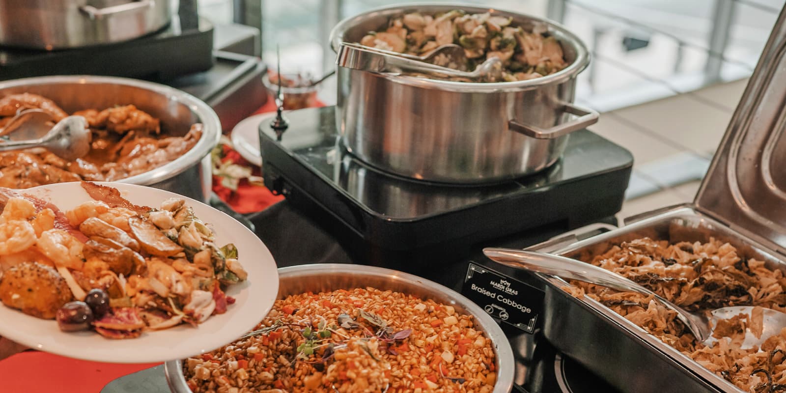 Buffet spread with delicious food