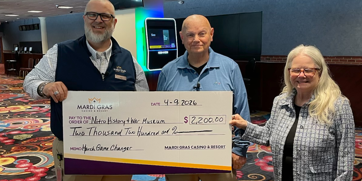 Mardi Gras donates $2200.00 to Nitro History & War Museum