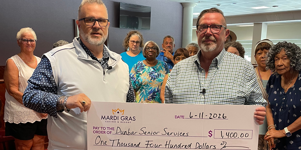 Mardi Gras donates $1400.00 to Dunbar Senior Service