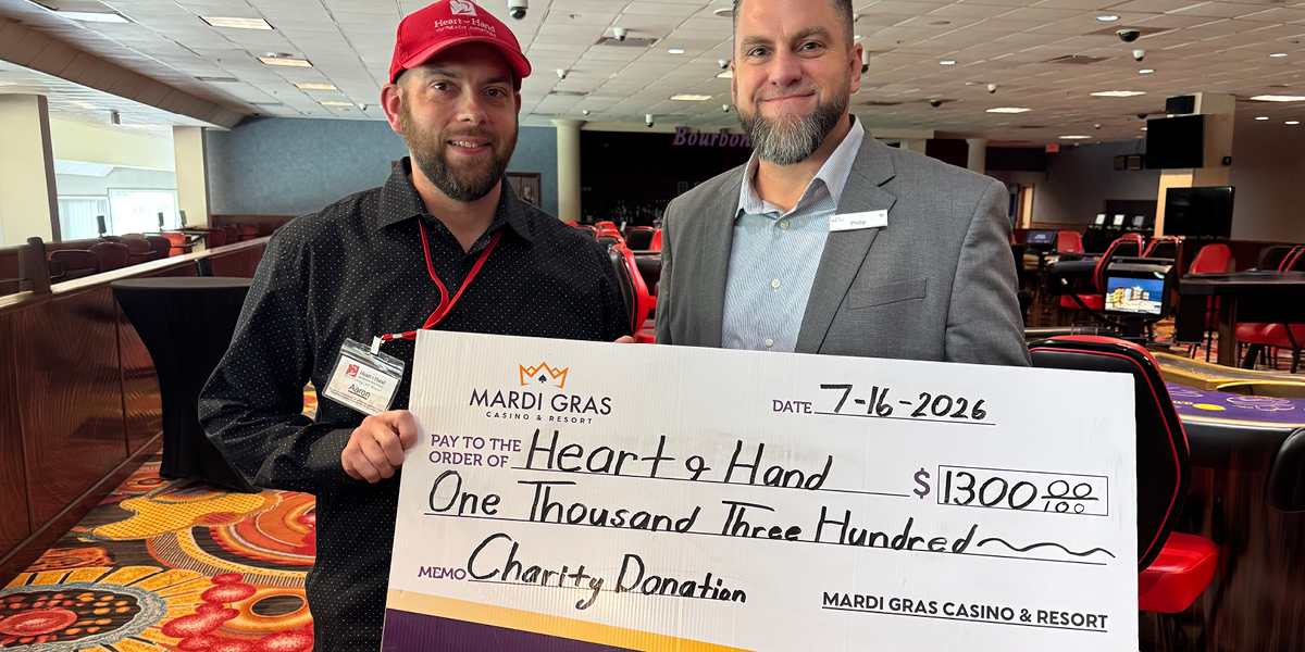Mardi Gras donates $1300.00 to Heart & Hand