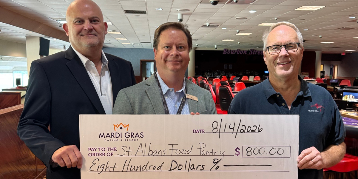 Mardi Gras donates $800.00 to St. Albans Food Pantry