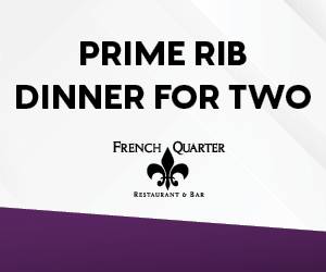 Prime Rib Dinner for Two at the French Quarter Restaurant & Bar